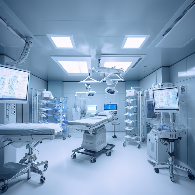 equipment and medical devices in modern operating room. AI Generative