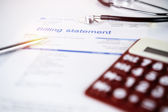 billing statement for for medical service in doctor's office