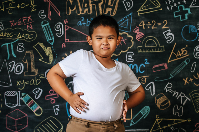 Child standing and acting in the classroom